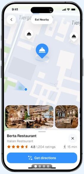 A recommended restaurant with directions